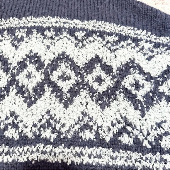 Free People Fairisle Wool Blend Sweater With High Neck Cowl Neck Blue Sz M - Picture 5 of 15